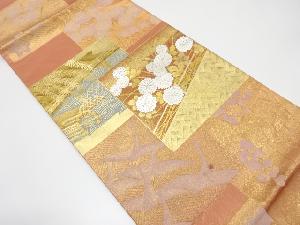 金彩　色紙に菊・橋・槌車模様袋帯